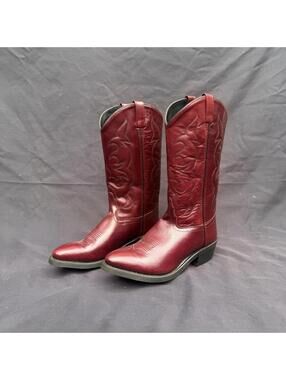 Old West Red Leather Cowboy Boots Size 9.5 Barely Worn